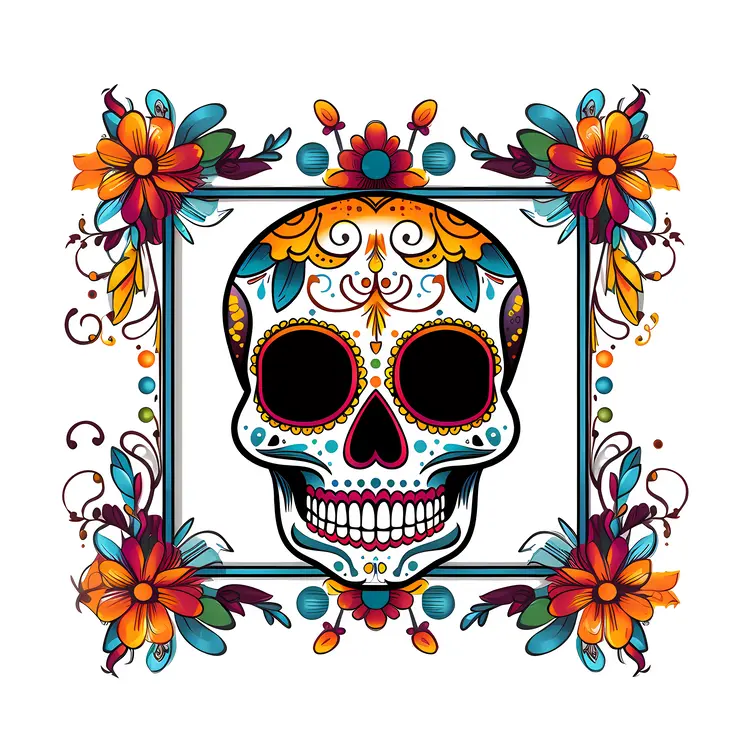 Decorative Skull with Floral Border