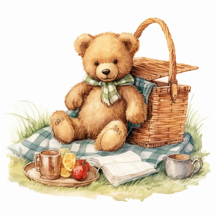 Cute Teddy Bear at a Picnic