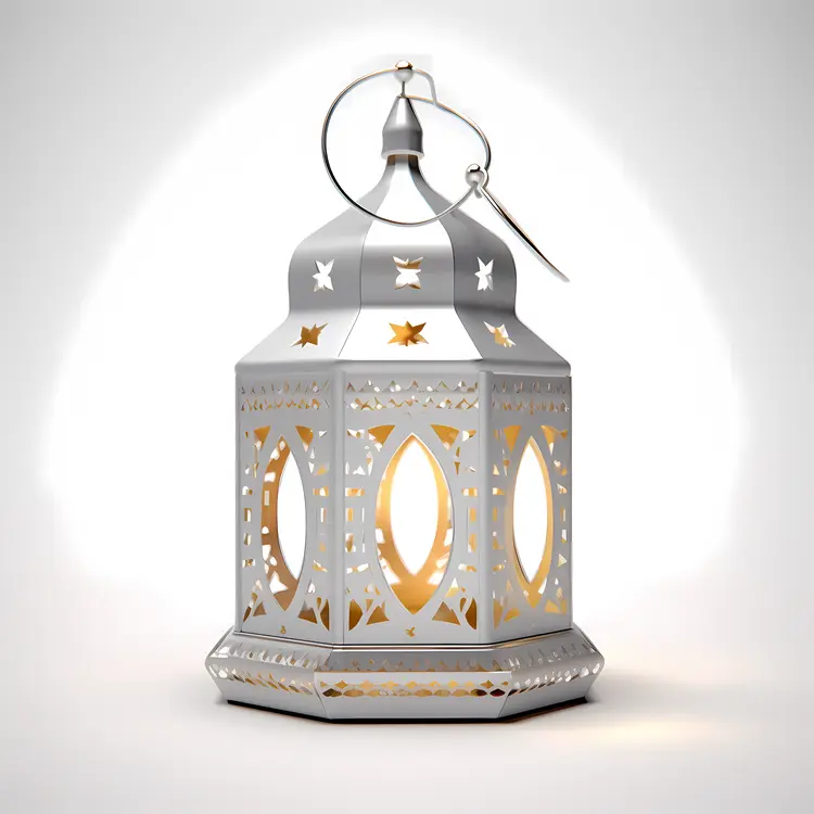 Silver Hexagonal Lantern with Candle