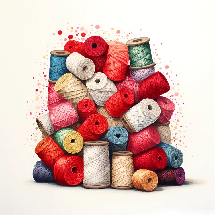 Pile of Colorful Yarn Spools