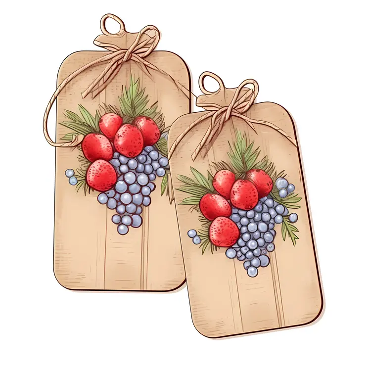 Rustic Gift Tags with Berries and Pine Decorations