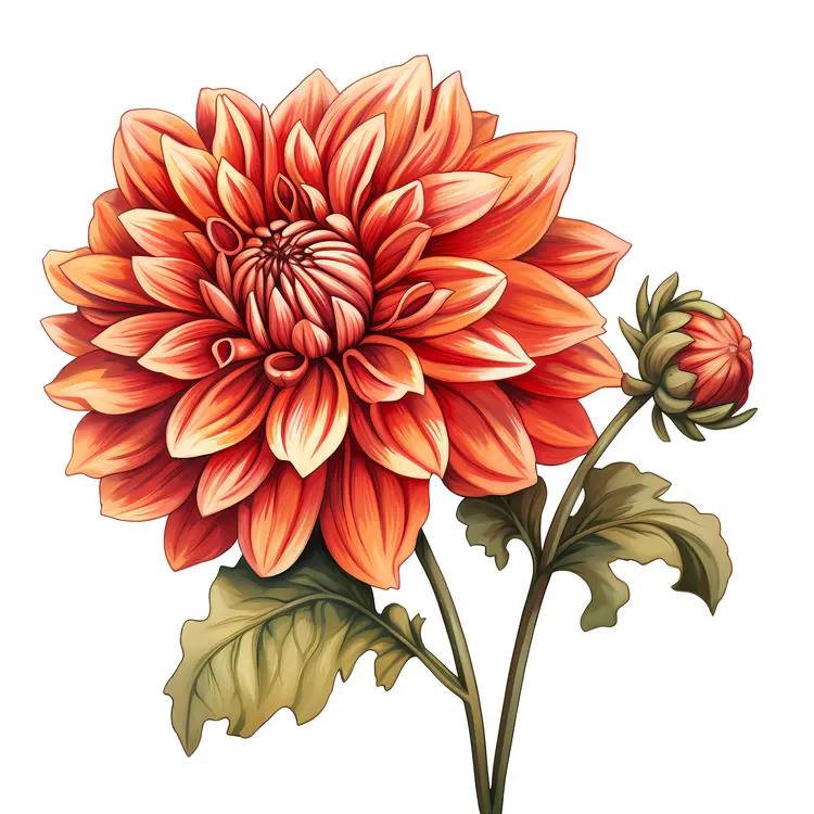 Beautiful Orange Chrysanthemum Illustration