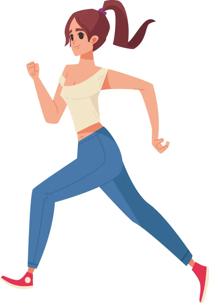 Woman Running in Casual Clothes