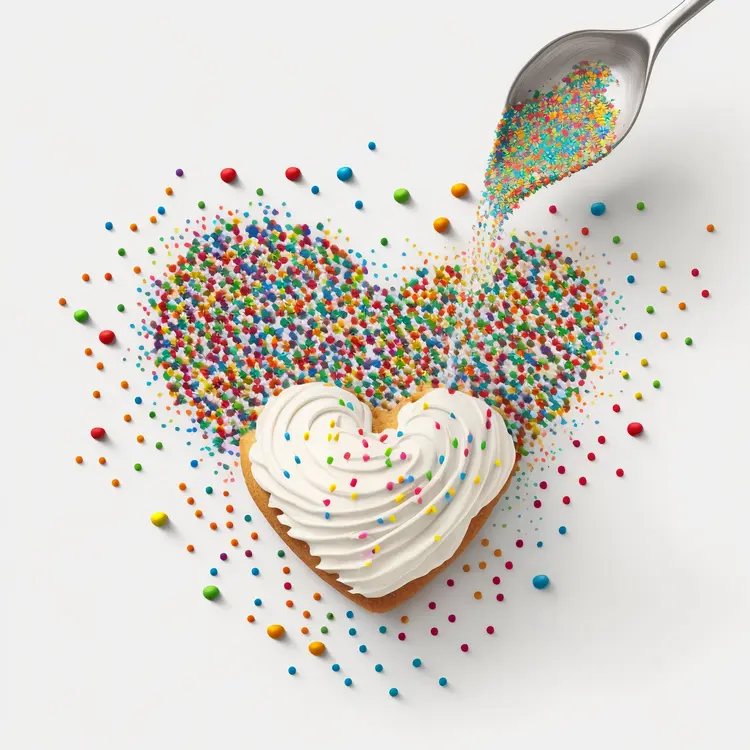 Heart-shaped Cookie with Colorful Sprinkles