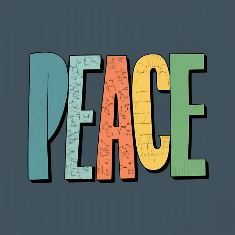 Colorful Peace Typography with Cracked Patterns