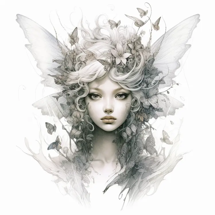 Ethereal Fairy with Butterflies and Wings