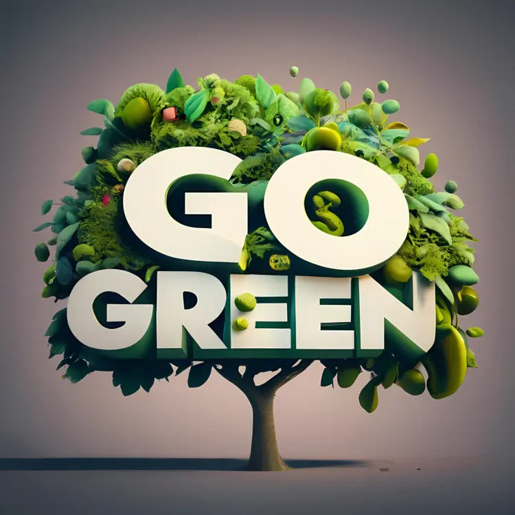 Go Green Slogan with Tree and Leaves
