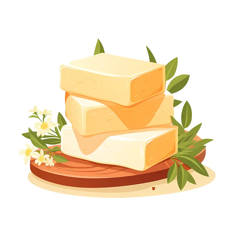 Stacked Soaps with Floral and Leaf Decoration