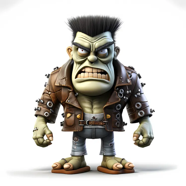 Cartoon Monster in Leather Jacket
