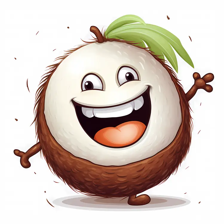 Cute Coconut Character with Big Smile