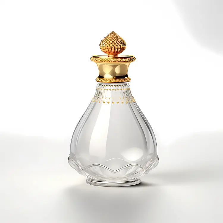 Elegant Glass Perfume Bottle with Gold Cap