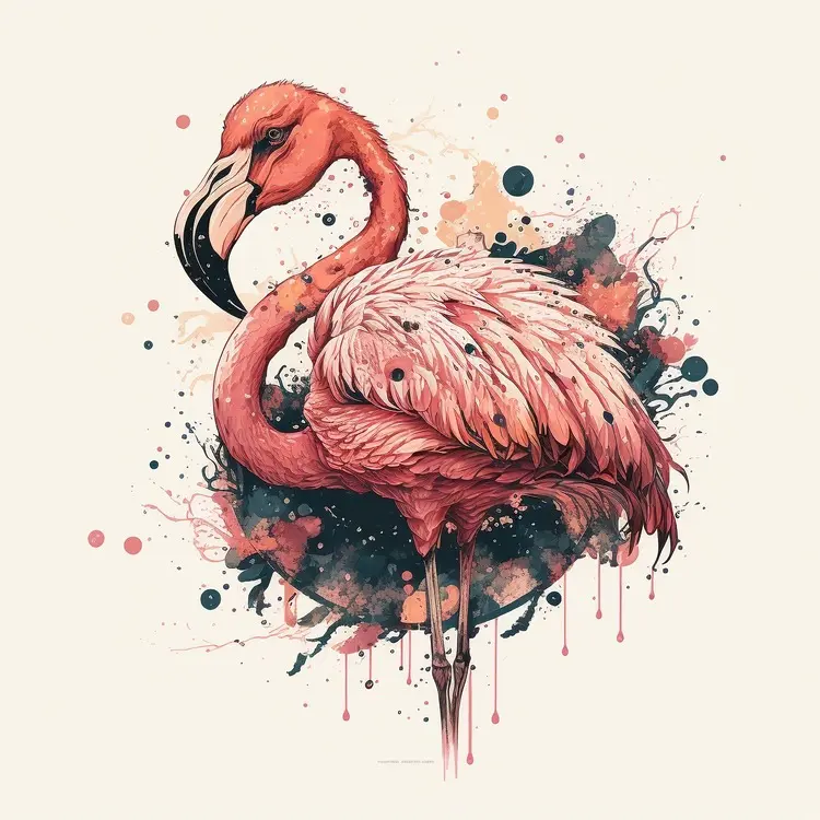Watercolor Flamingo Art Illustration