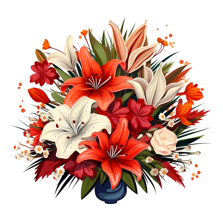 Vibrant Red and White Flower Bouquet