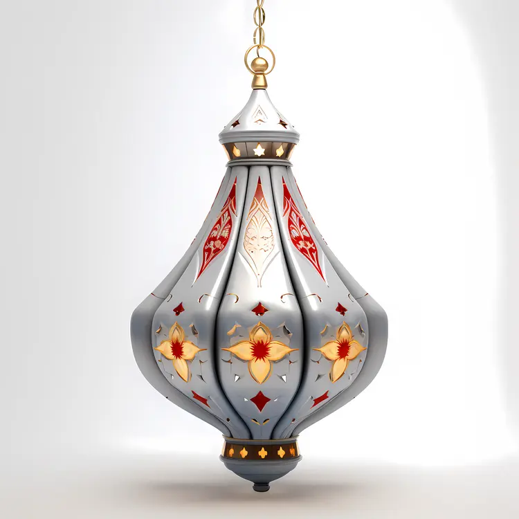 Silver and Red Decorative Lantern Illustration