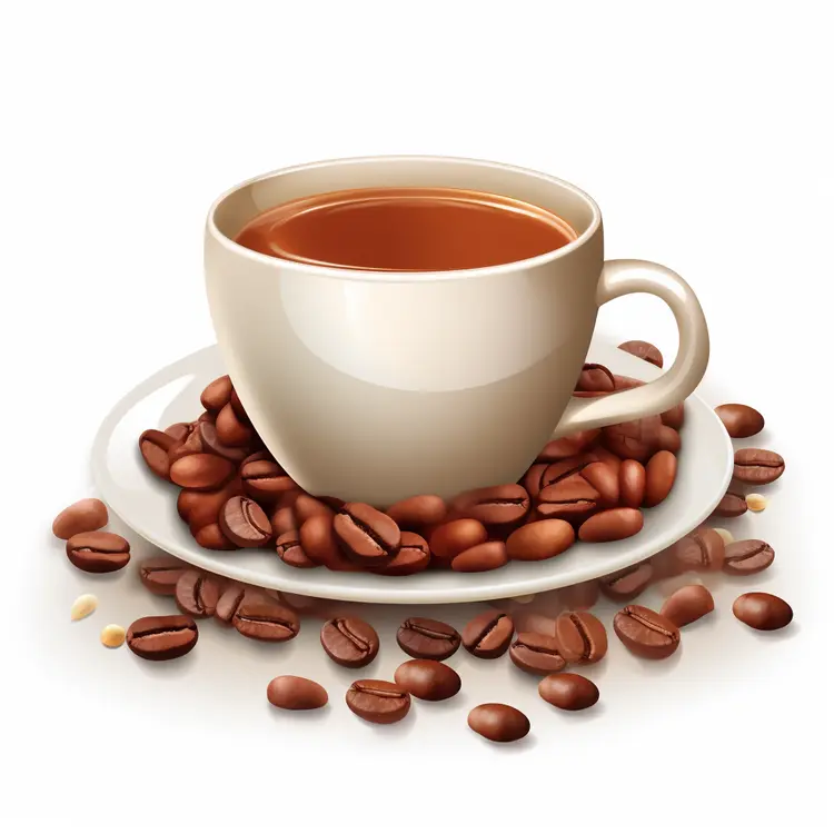 Coffee Cup with Beans on Saucer