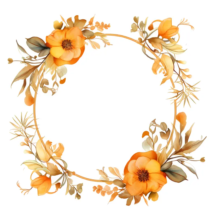 Yellow and Orange Floral Wreath with Leaves