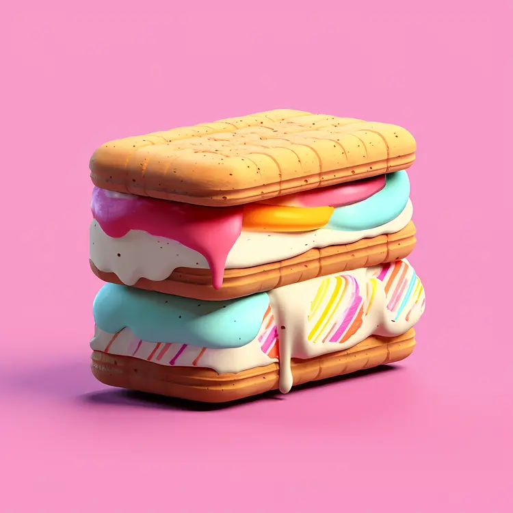 Colorful Ice Cream Sandwich with Rainbow Layers