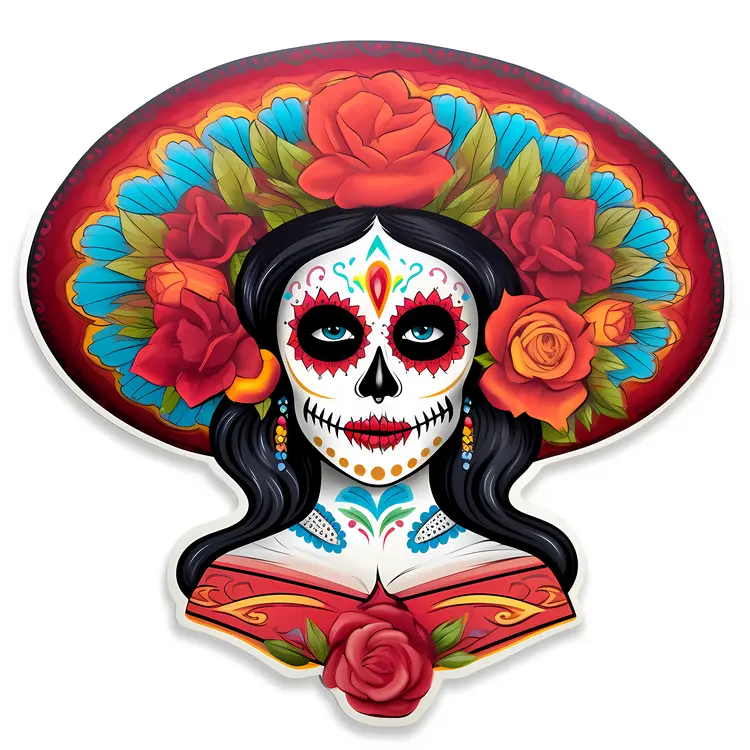 Day of the Dead Woman with Floral Hat