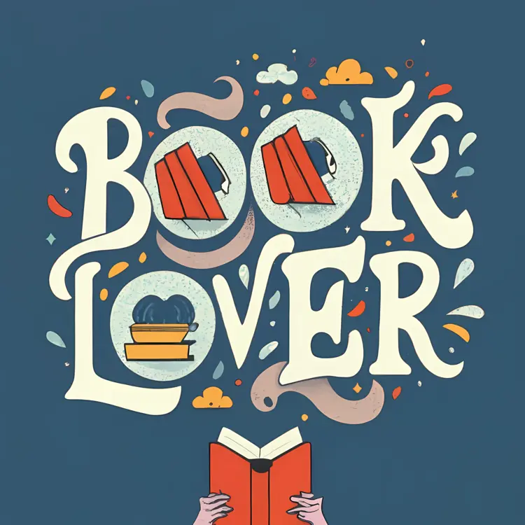 Book Lover Text with Open Book