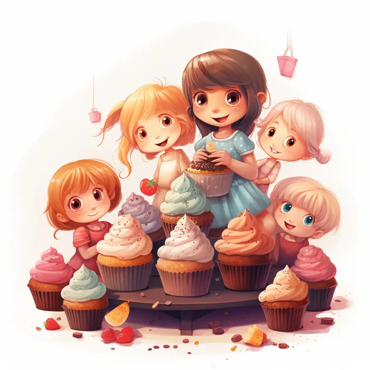 Children Enjoying Cupcakes