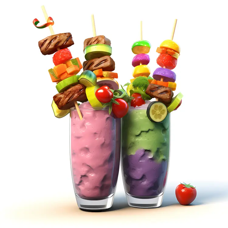 Colorful Smoothies with Skewers
