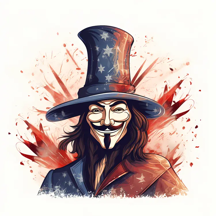 Guy Fawkes Mask with Starry Hat