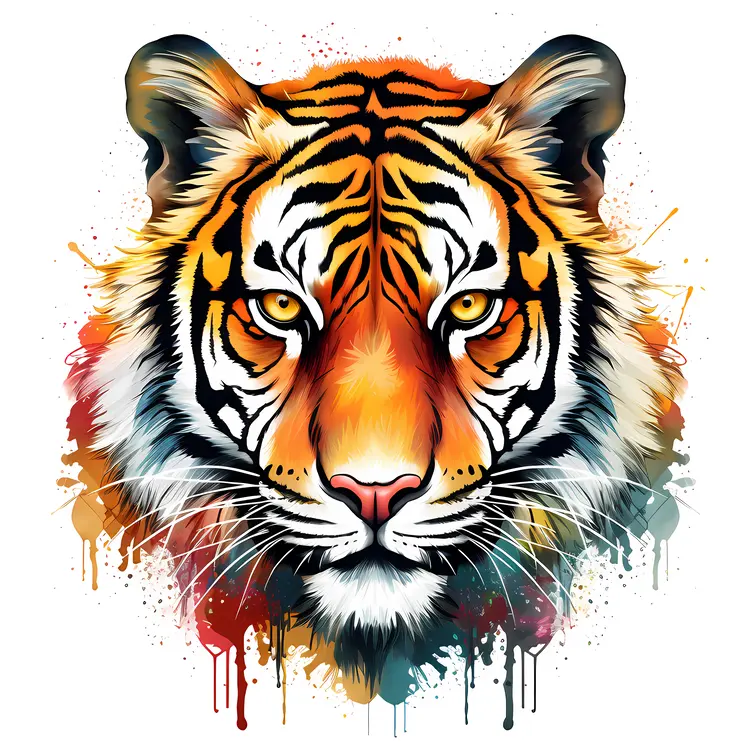 Vibrant Watercolor Tiger