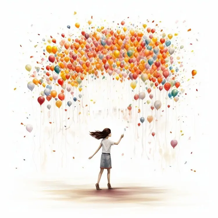 Girl Celebrating with Balloons