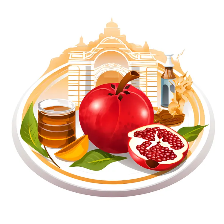 Rosh Hashanah Pomegranate and Honey with Juice and Fruits