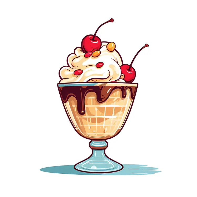 Delicious Ice Cream Sundae with Cherries and Chocolate
