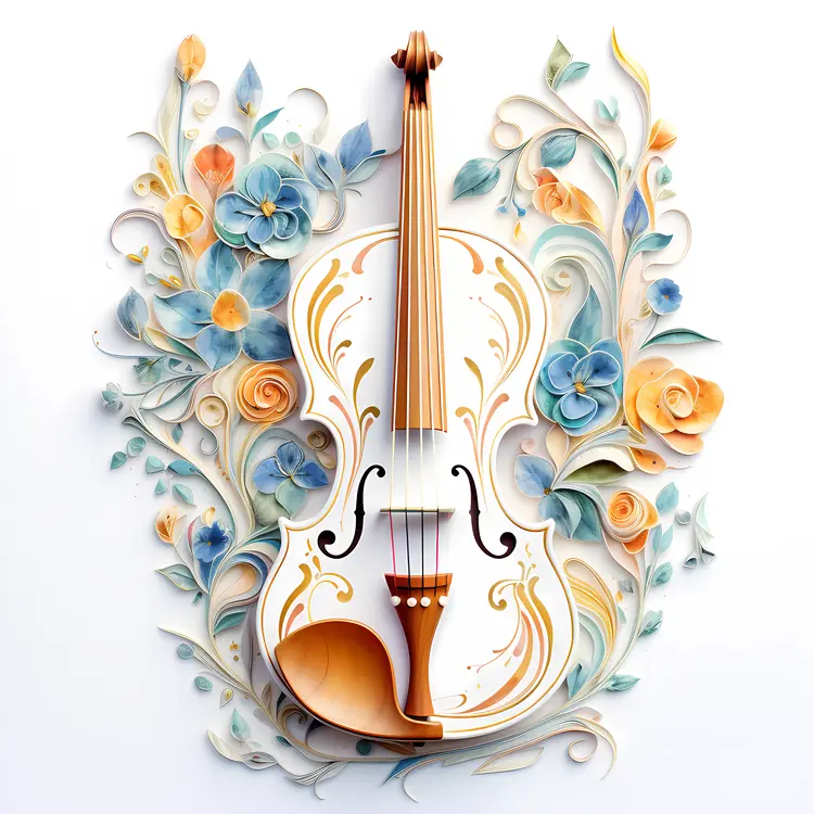 Floral Decorated Violin