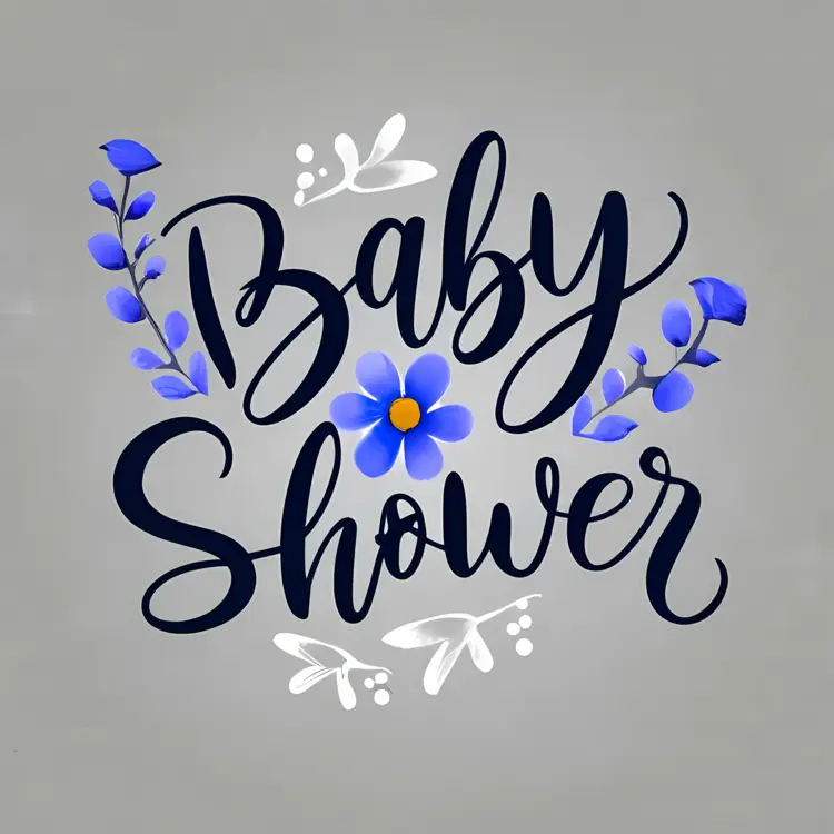 Baby Shower with Blue Floral Design
