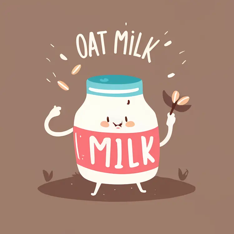 Cute Oat Milk Cartoon Illustration