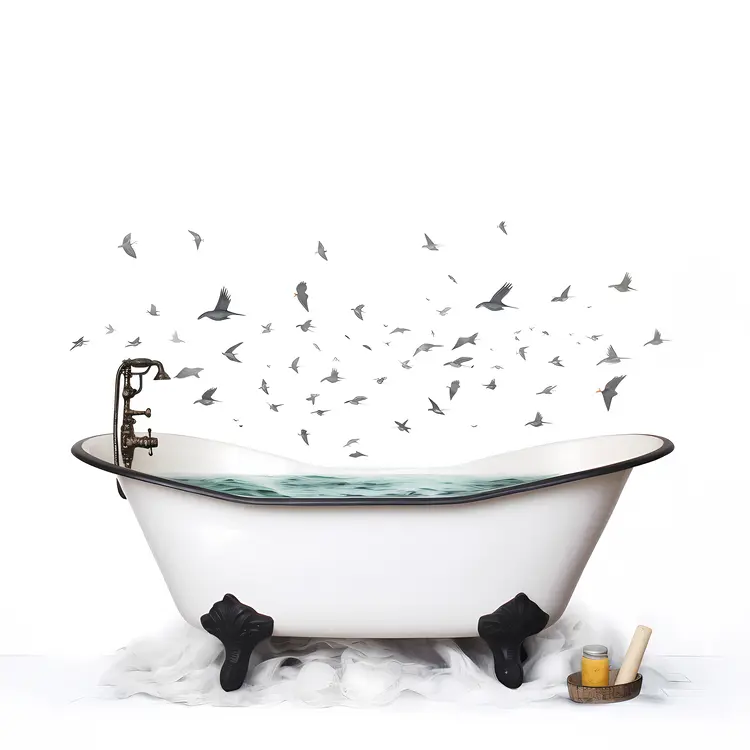 Bathtub with Flying Birds