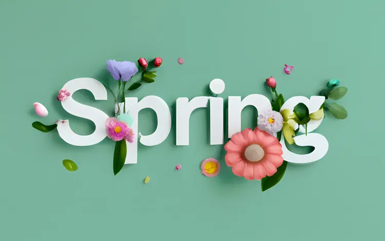 Spring Typography with Flowers
