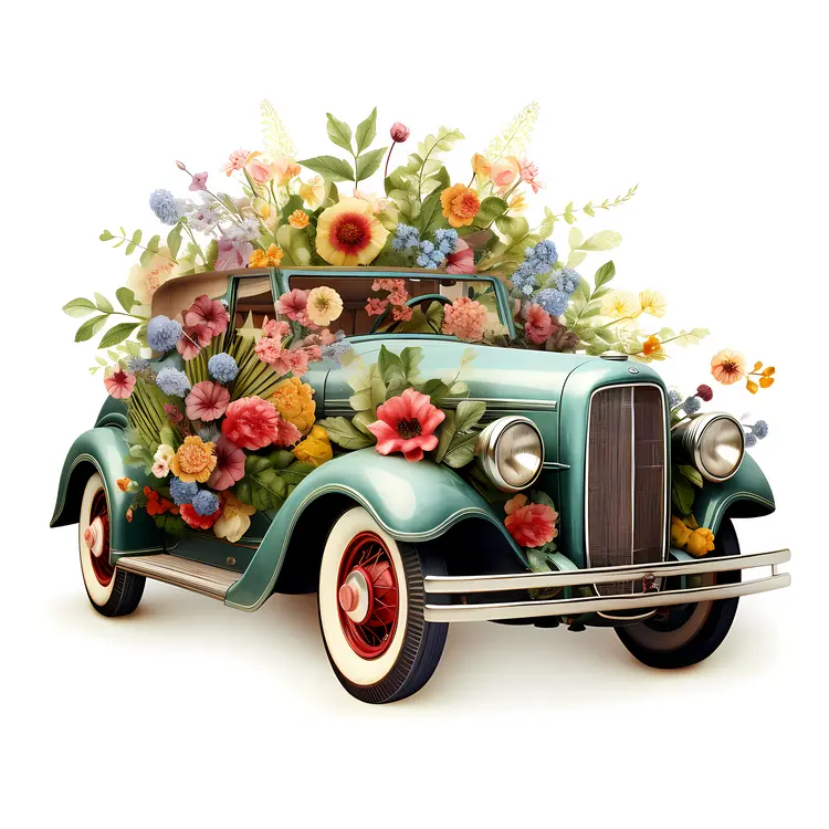 Vintage Car with Floral Decoration