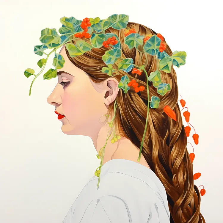Woman with Flower Crown in Artistic Portrait