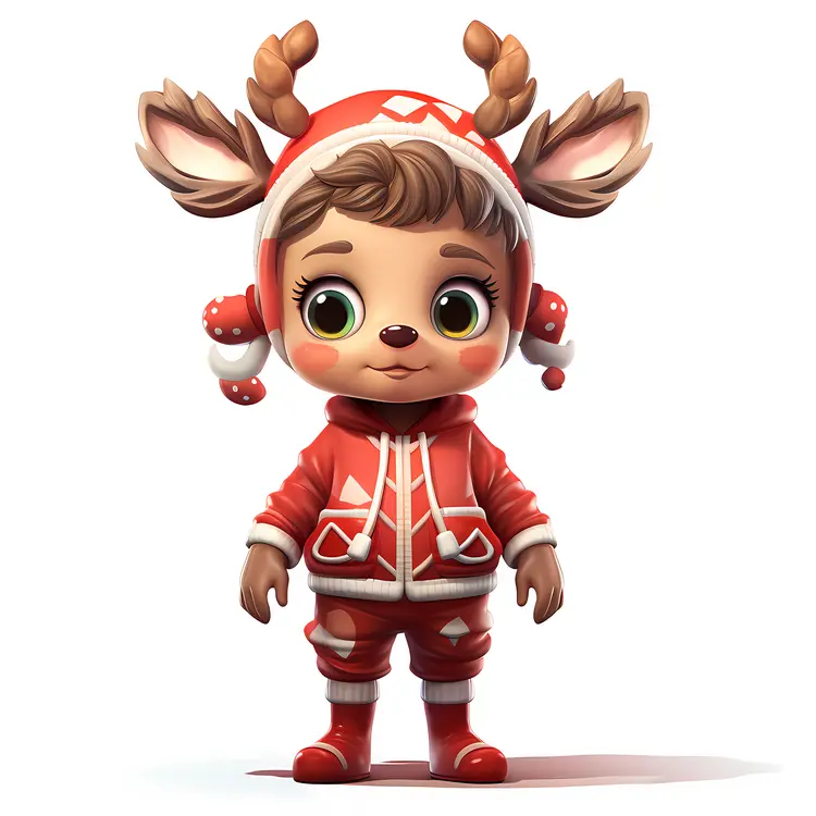 Cute Reindeer in Winter Outfit