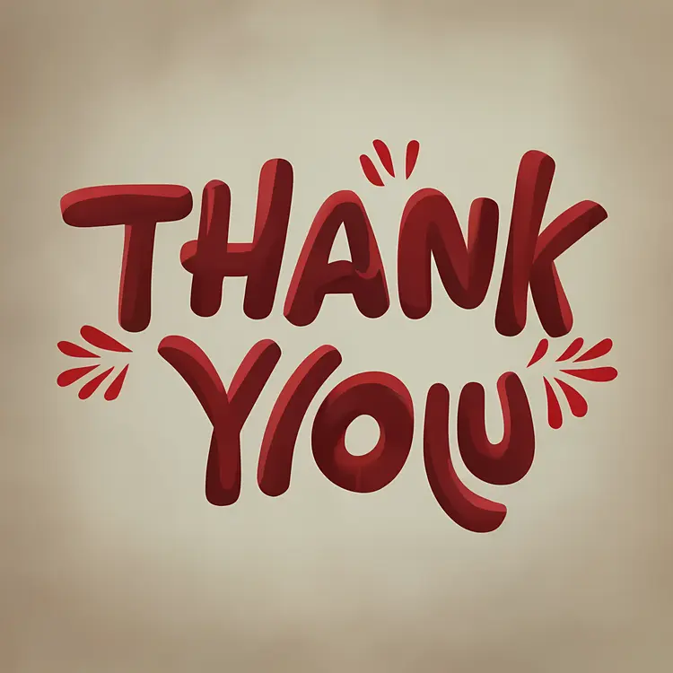 Thank You Text with Red Bold Letters