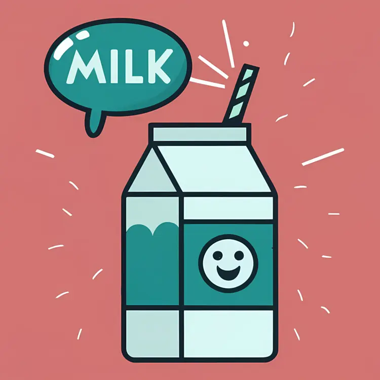 Cartoon Milk Carton with Straw