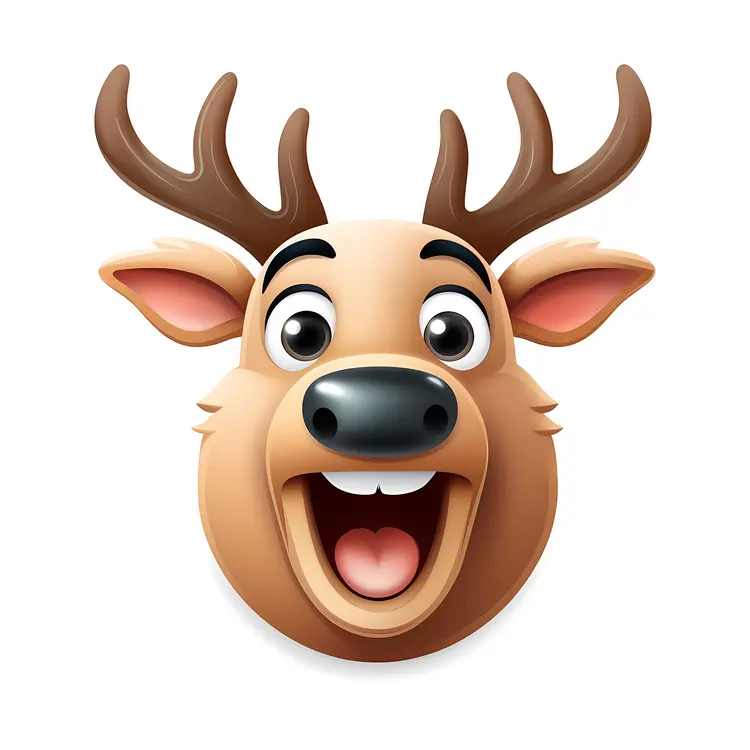 Happy Reindeer with Big Smile