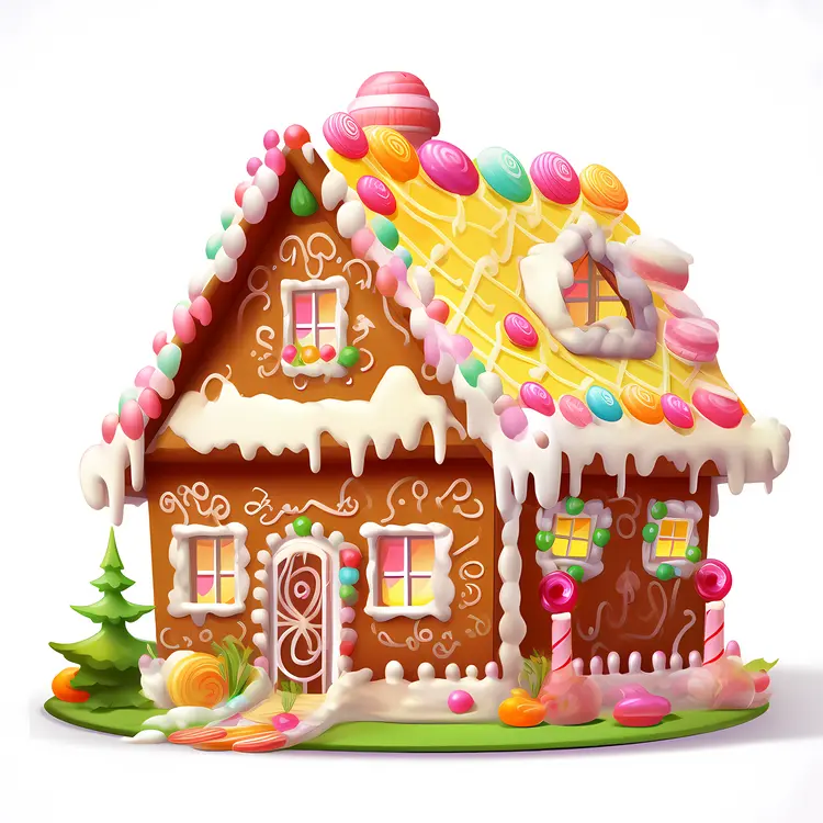 Gingerbread House with Colorful Roof