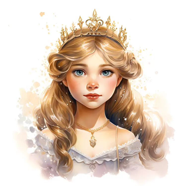 Young girl with crown and blonde hair