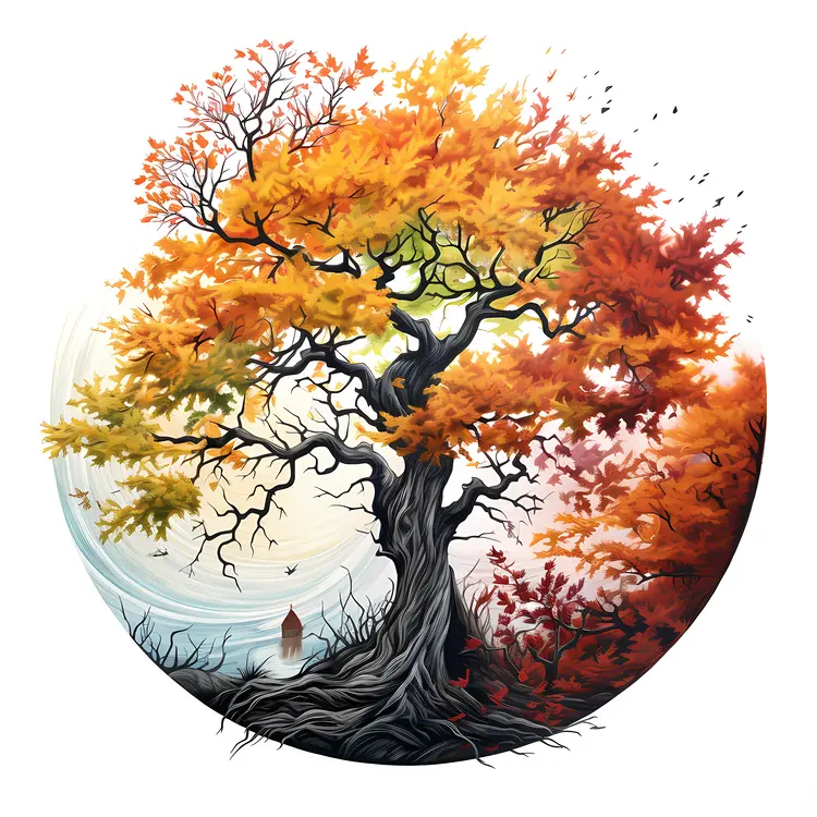 Autumn Tree with Colorful Leaves