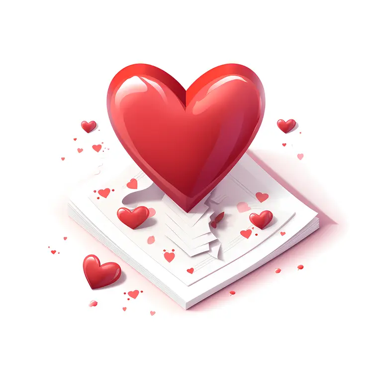 Red Heart on Paper with Small Hearts