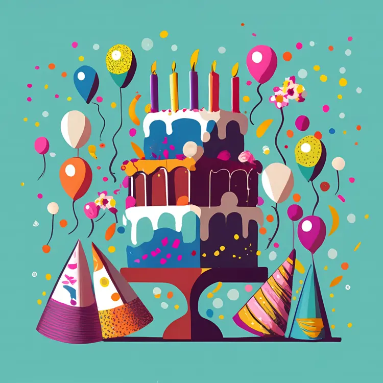 Cheerful Birthday Cake with Candles