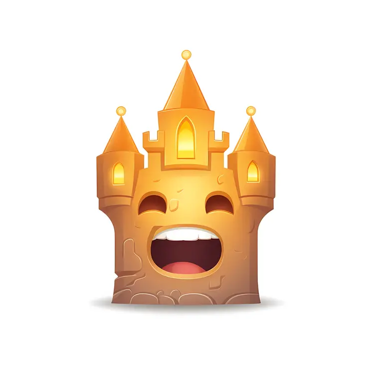 Happy Cartoon Castle with Golden Towers