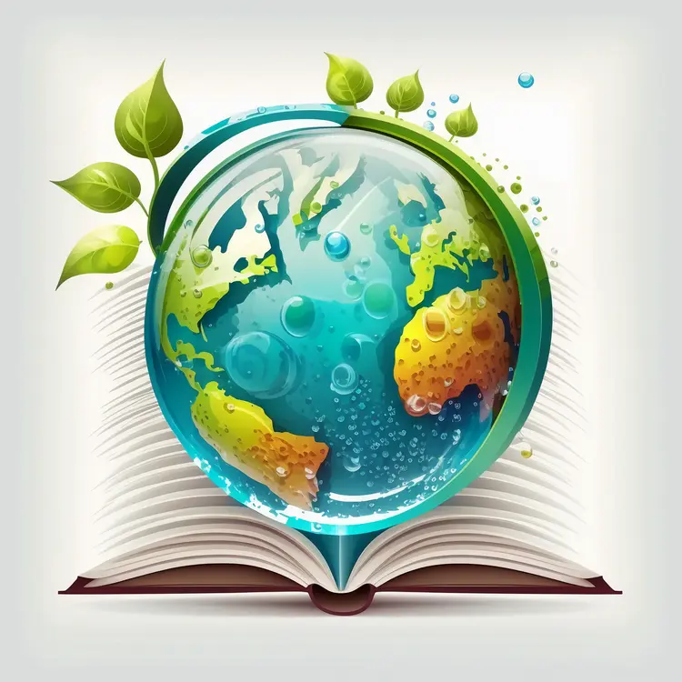 Globe and Book with Leaves for Earth Day Concept