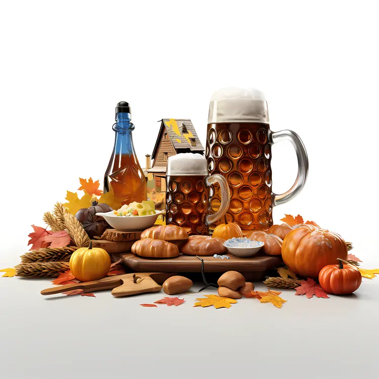 Autumn Feast with Beer and Food