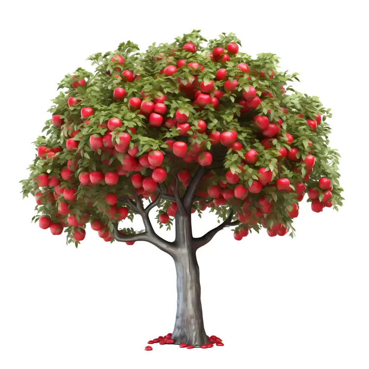 Lush Apple Tree with Red Apples